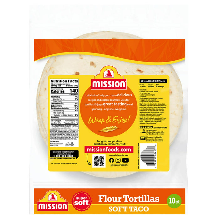 Soft Flour Tortillas Soft Taco Size 10 Count