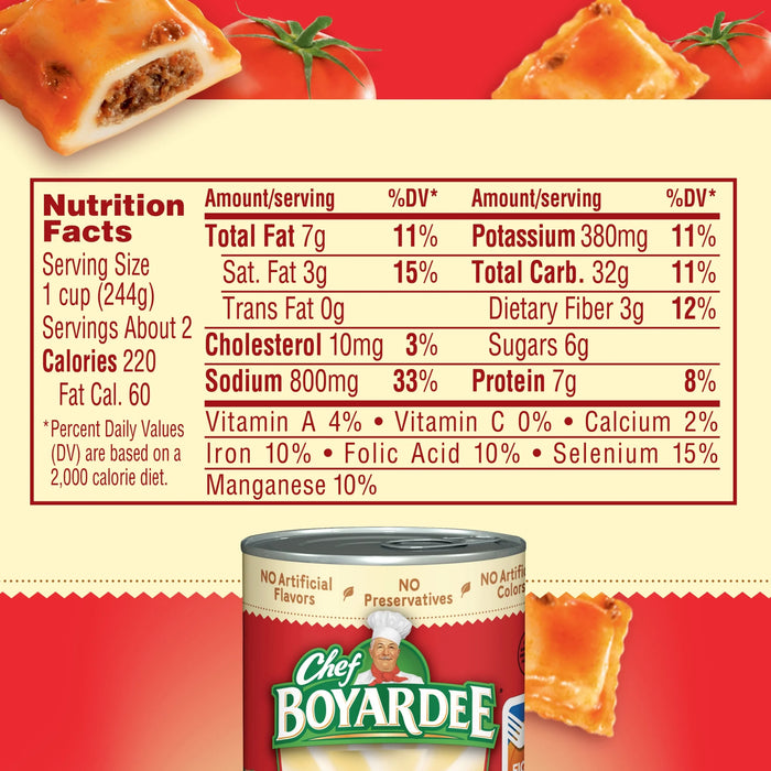 Chef Boyardee Mini Ravioli, Beef Ravioli in Pasta Sauce, Ready-to-Eat Meal