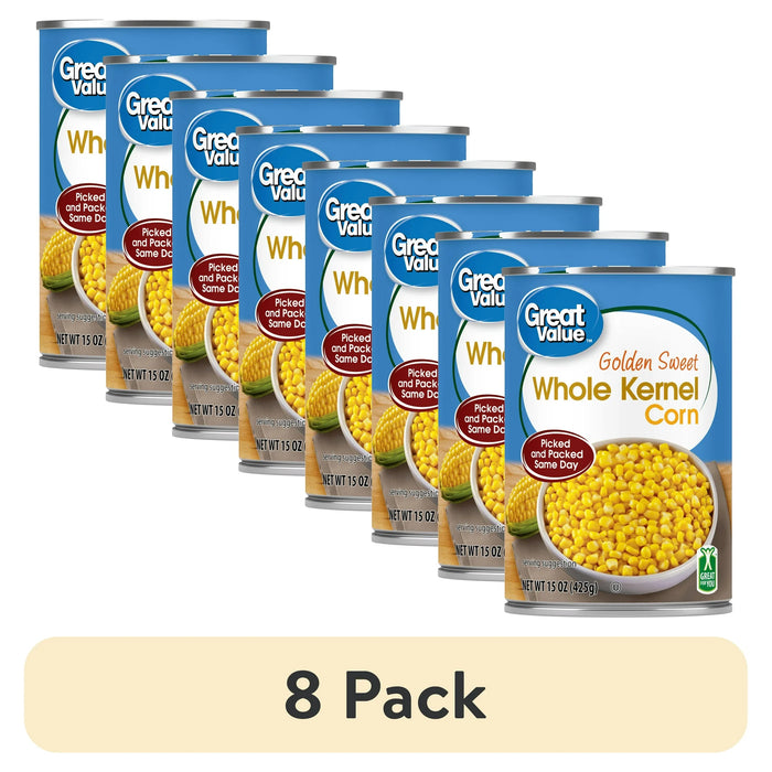 Great Value Golden Sweet Whole Kernel Corn, 15 oz No Allergens