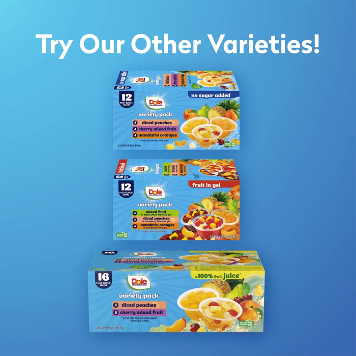 Dole Fruit Bowls Peaches, Mandarin Oranges, Cherry Mixed Fruit in 100% Fruit Juice