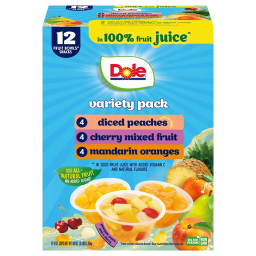 Dole Fruit Bowls Peaches, Mandarin Oranges, Cherry Mixed Fruit in 100% Fruit Juice