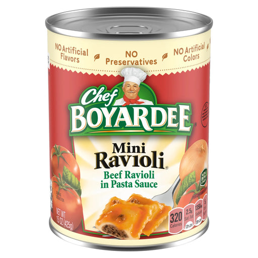 Chef Boyardee Mini Ravioli, Beef Ravioli in Pasta Sauce, Ready-to-Eat Meal