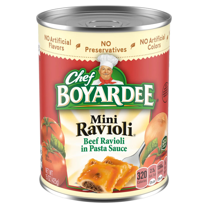 Chef Boyardee Mini Ravioli, Beef Ravioli in Pasta Sauce, Ready-to-Eat Meal