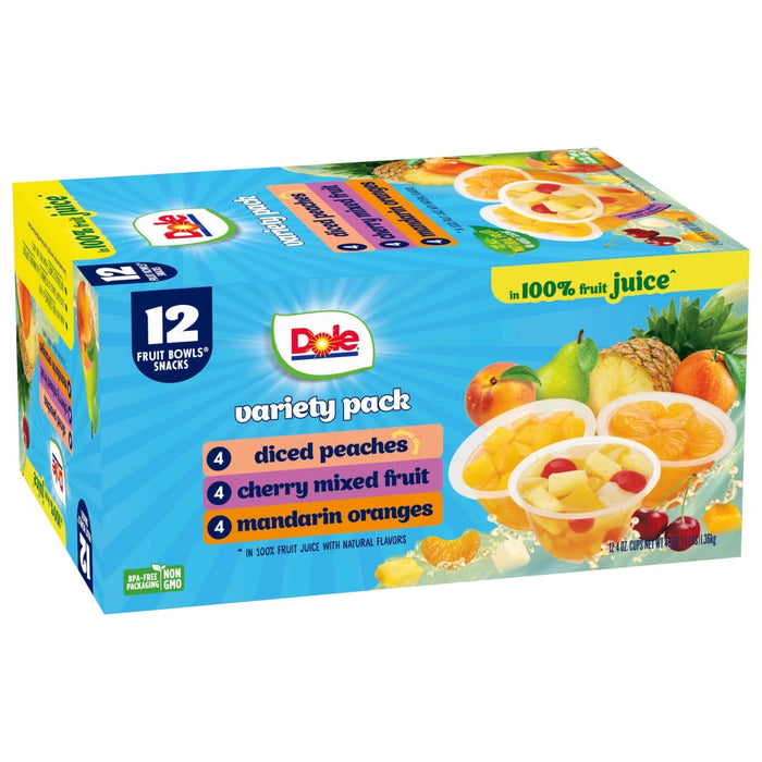 Dole Fruit Bowls Peaches, Mandarin Oranges, Cherry Mixed Fruit in 100% Fruit Juice