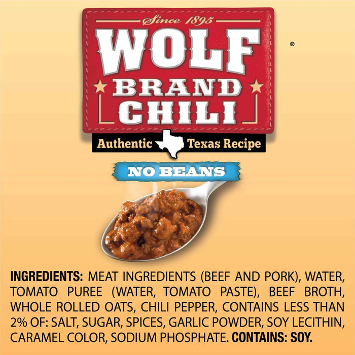WOLF BRAND Chili No Beans, Chili Without Beans